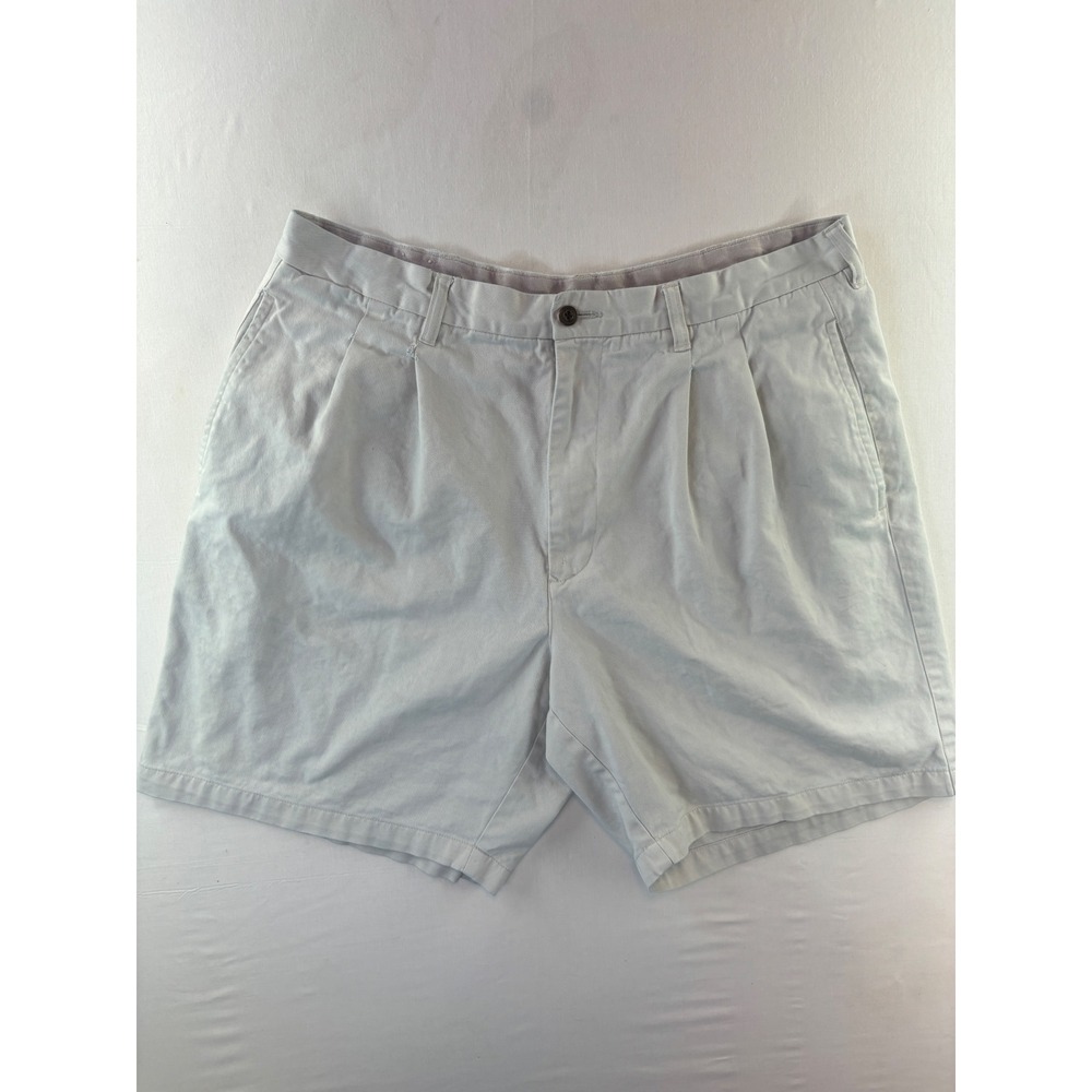 Ruff Hewn Khakis Mens 38 Light Stone Pleated Cotton Twill Casual Shorts 7.5 Inse
